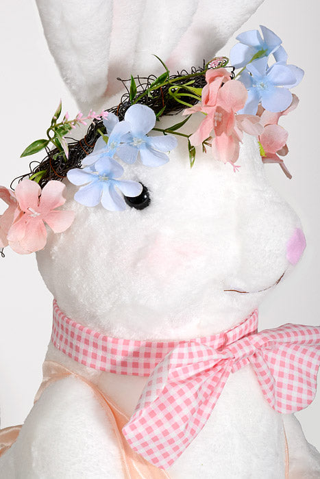 33" Boy &amp; Girl Easter Rabbit White/Blue/Peach Set/2