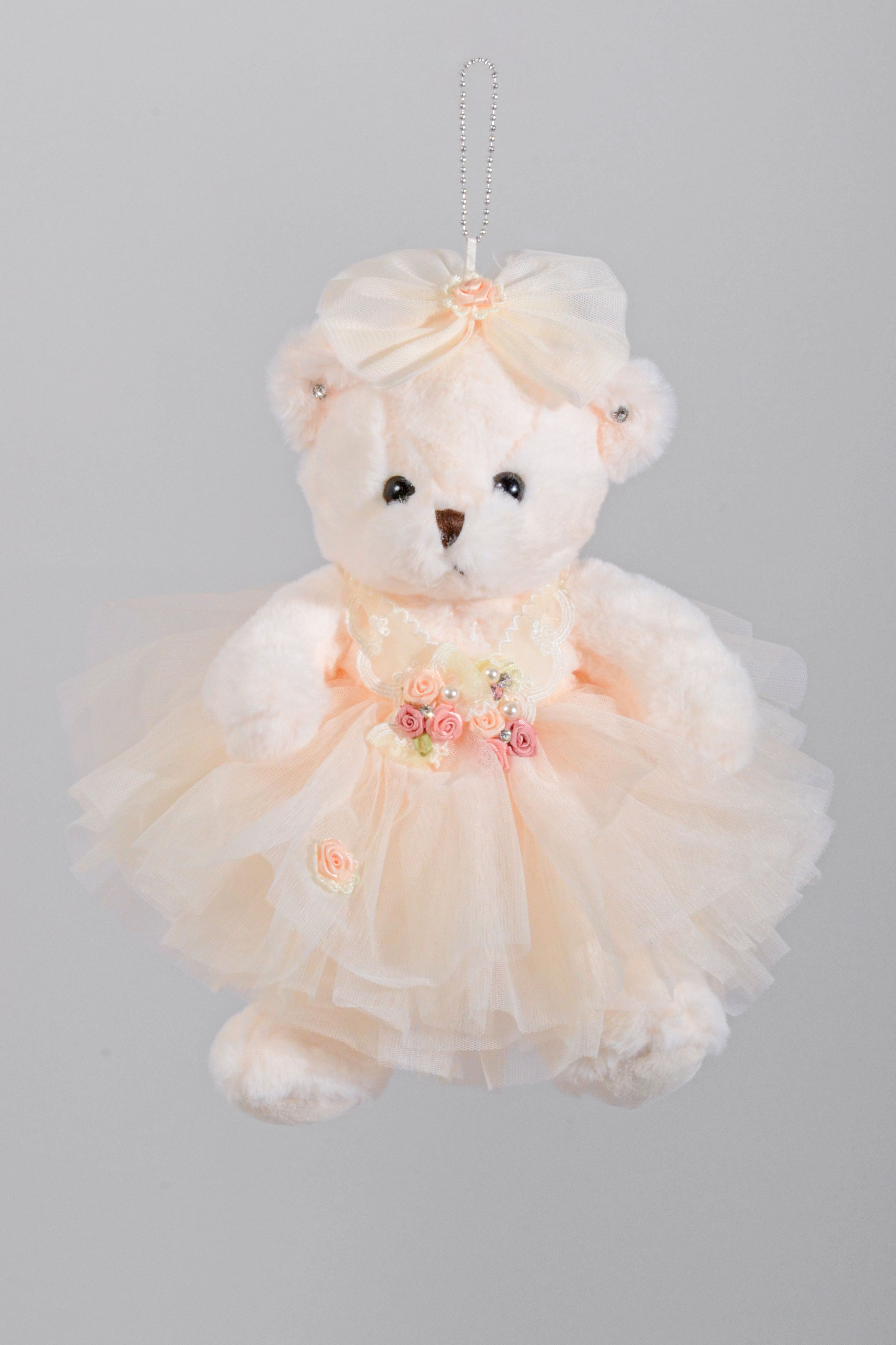 12" Skirt Diamond Teddy Bear Ivory