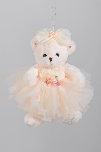 12" Skirt Diamond Teddy Bear Ivory
