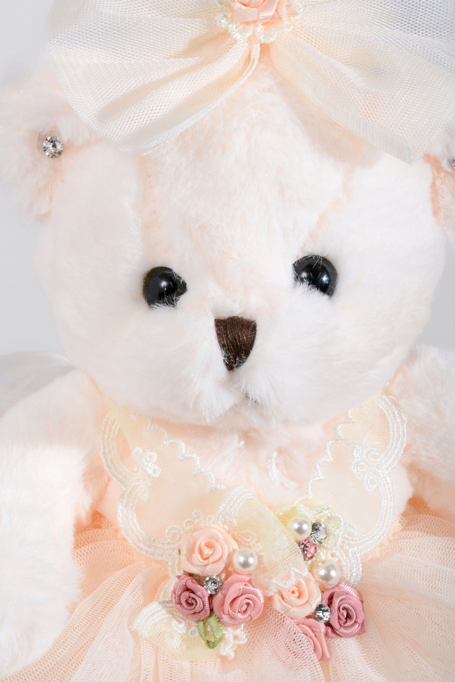 12" Skirt Diamond Teddy Bear Ivory