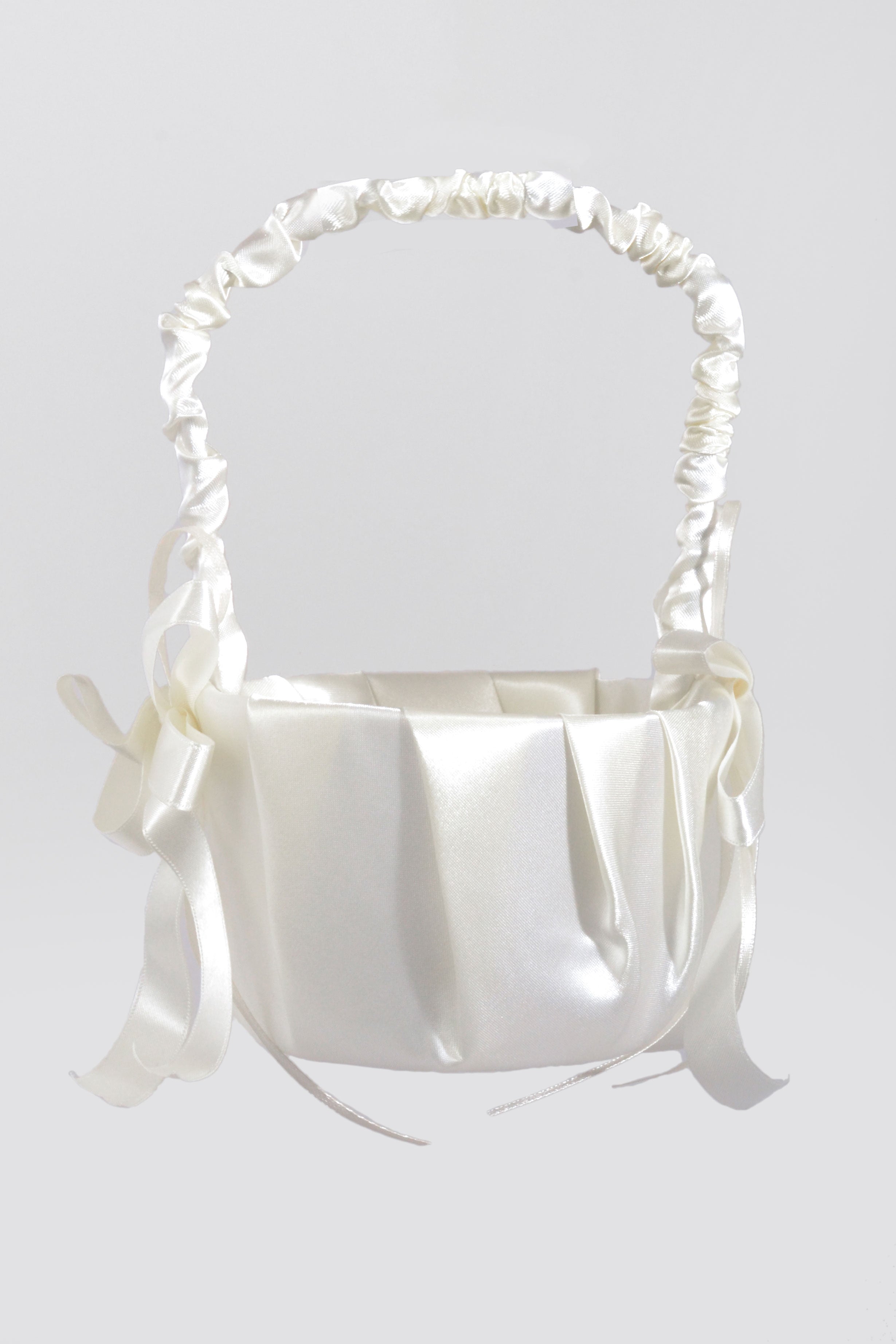 8" Satin Basket With Pearl Ivory