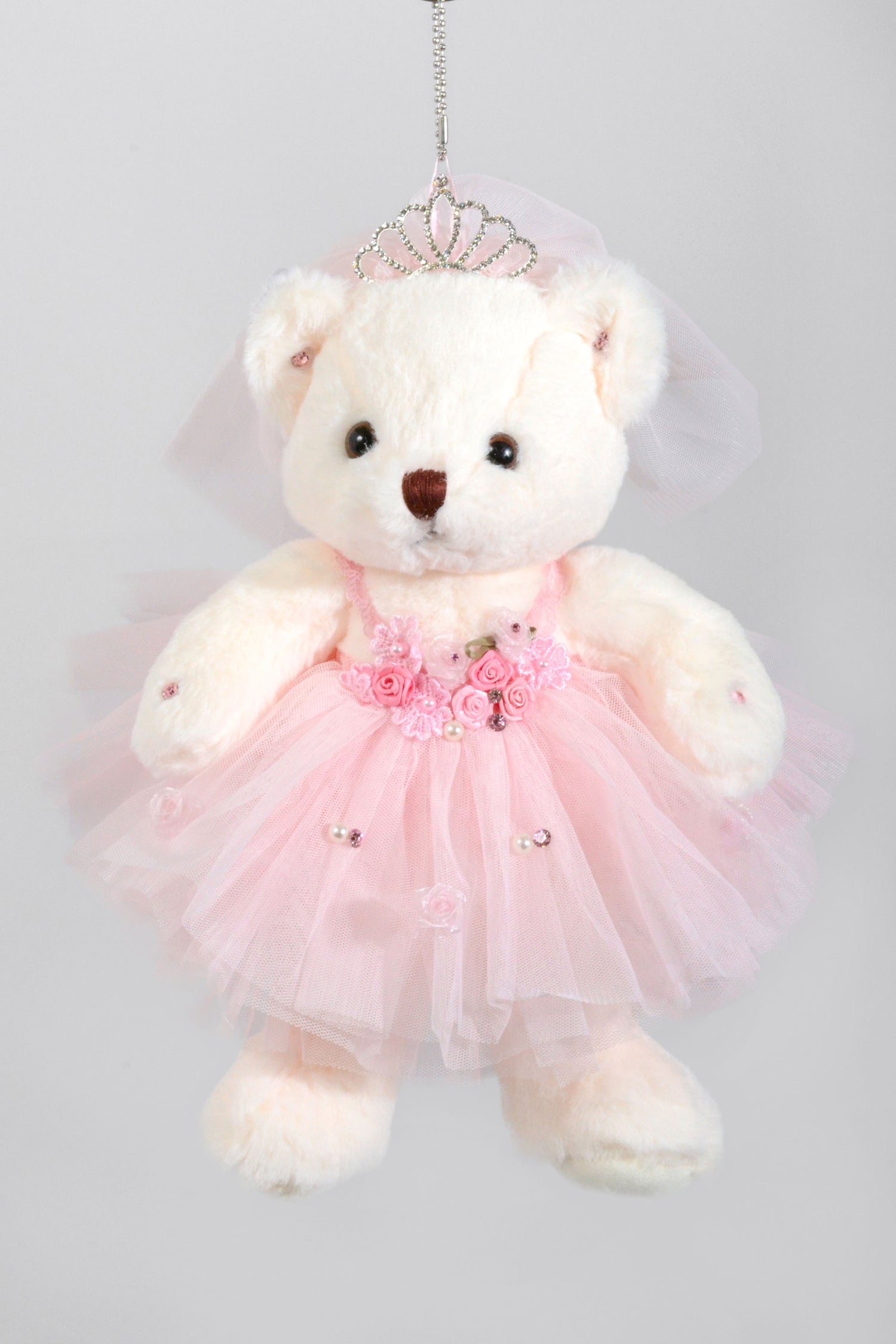 12" Skirt Diamond Teddy Bear Pink