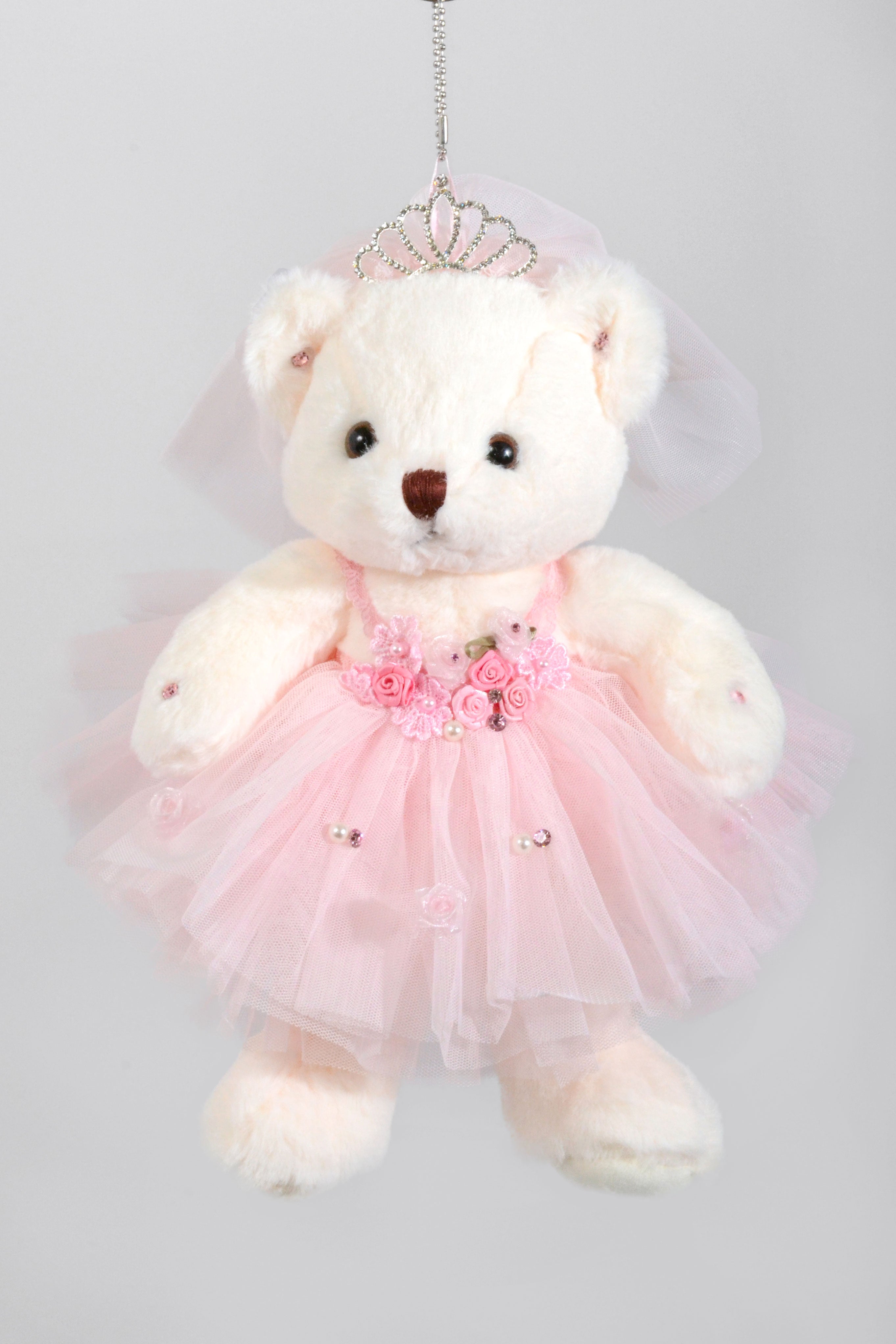 12" Skirt Diamond Teddy Bear Pink