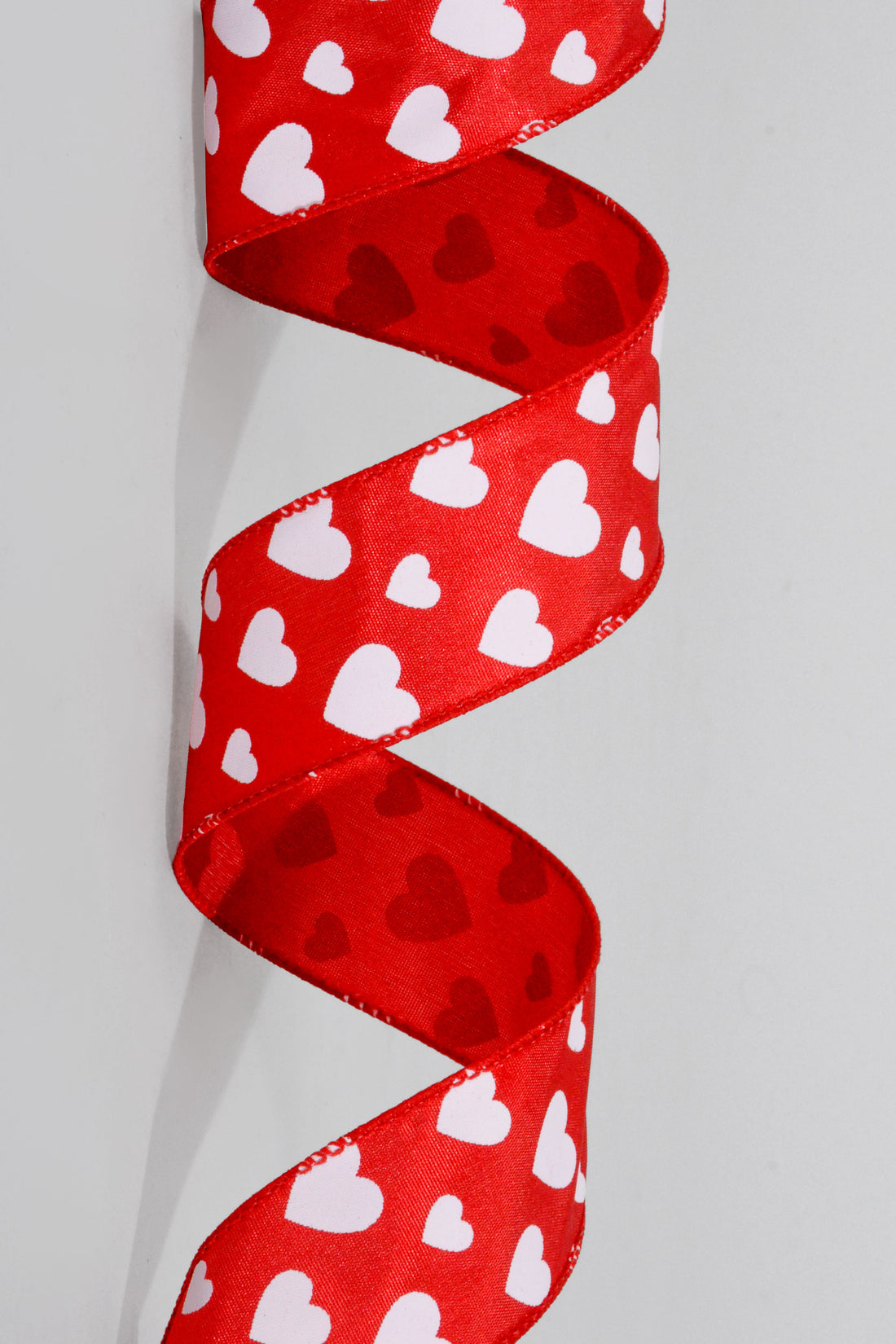 1.5" x 50Yds Red Satin With White Hearts