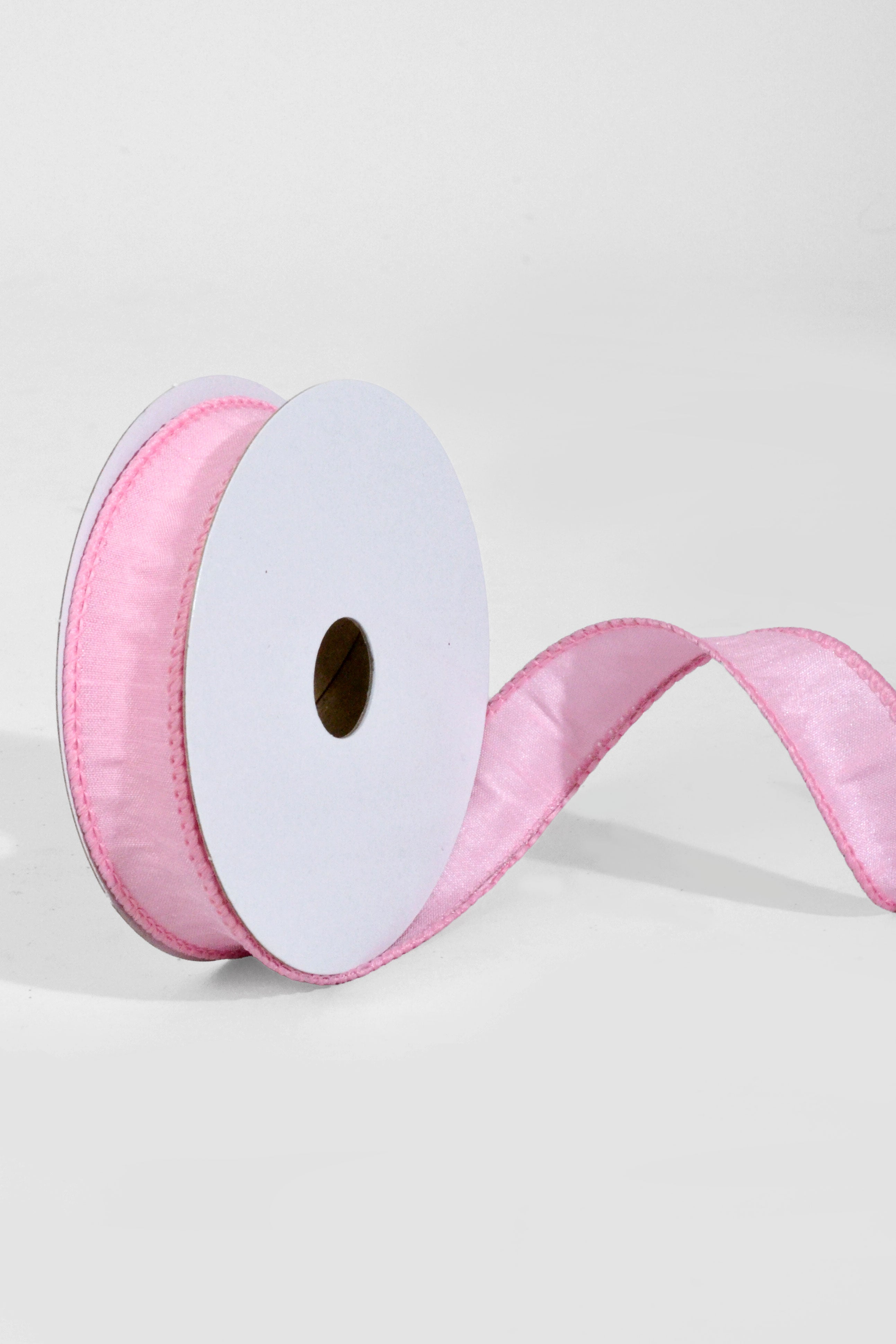 7/8" X 10Yds Wired Faux Dupion Ribbon Pink