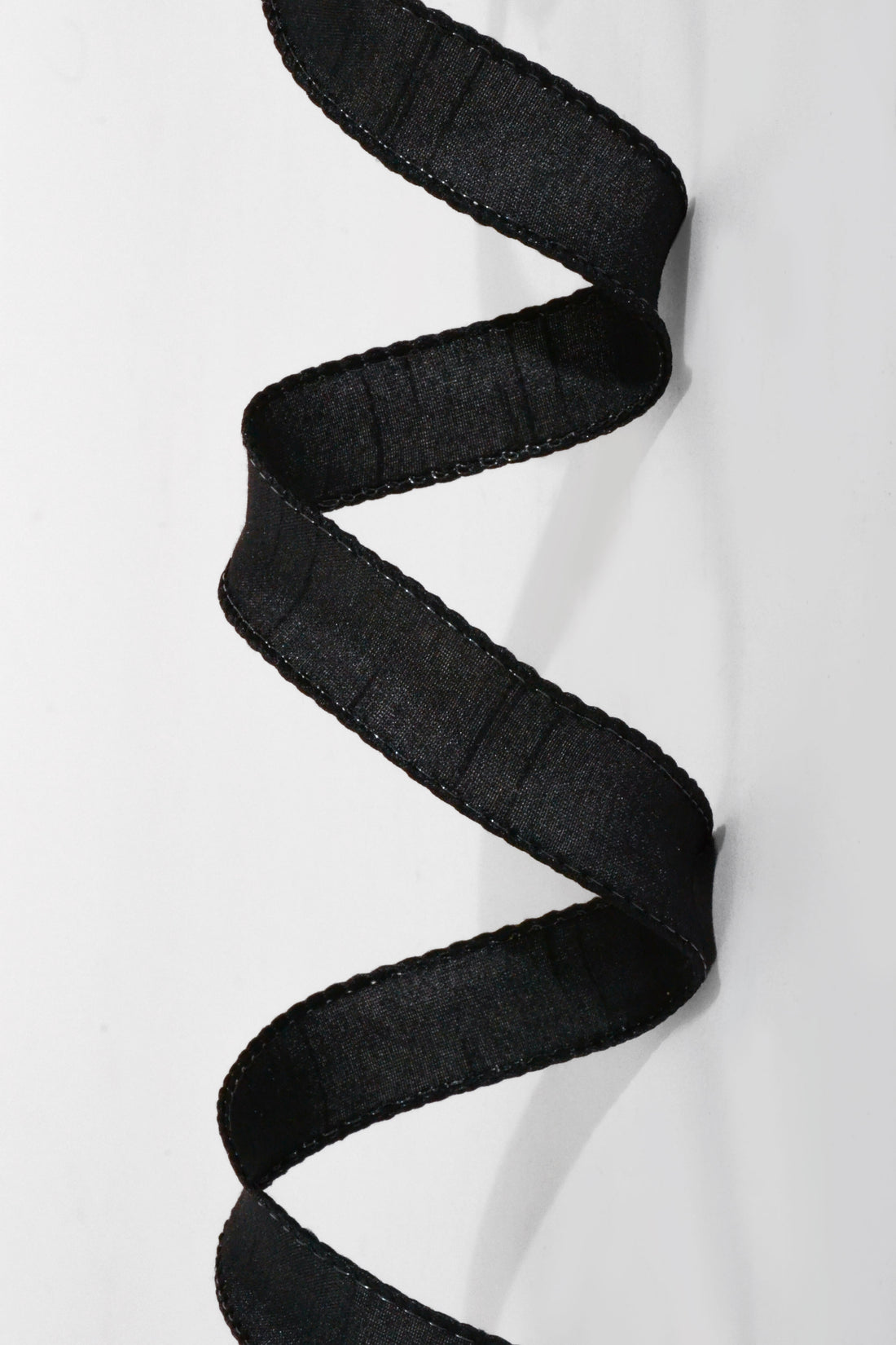 7/8" X 10Yds Wired Faux Dupion Ribbon Black