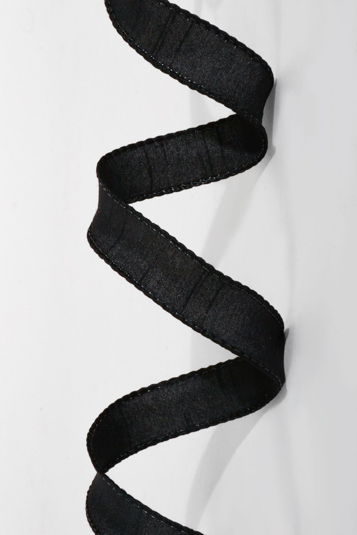 7/8" X 10Yds Wired Faux Dupion Ribbon Black