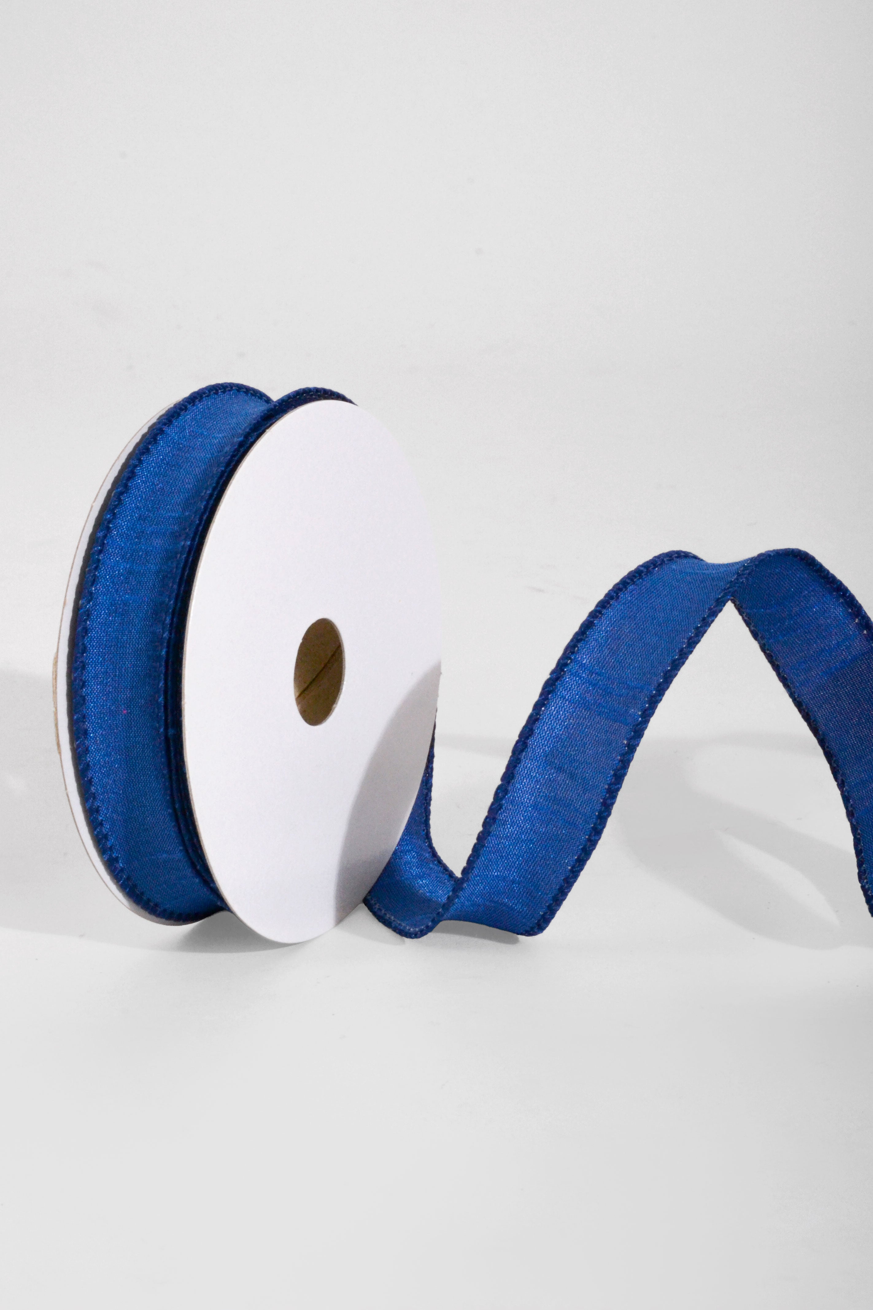 7/8" X 10Yds Wired Faux Dupion Ribbon Navy