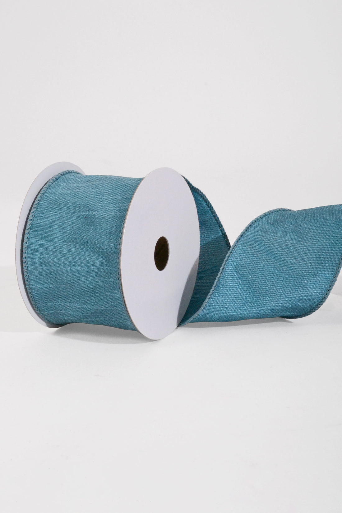 2.5" X 10Yds Wired Faux Dupion Ribbon Dusty Blue