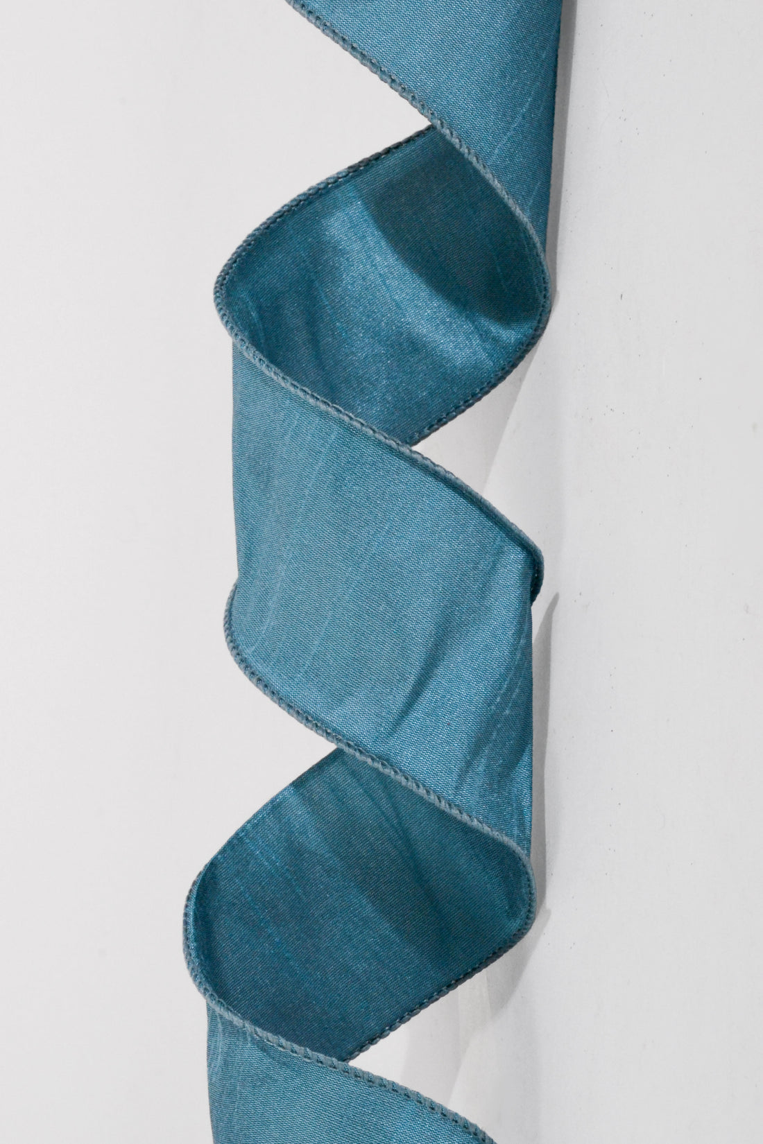 2.5" X 10Yds Wired Faux Dupion Ribbon Dusty Blue