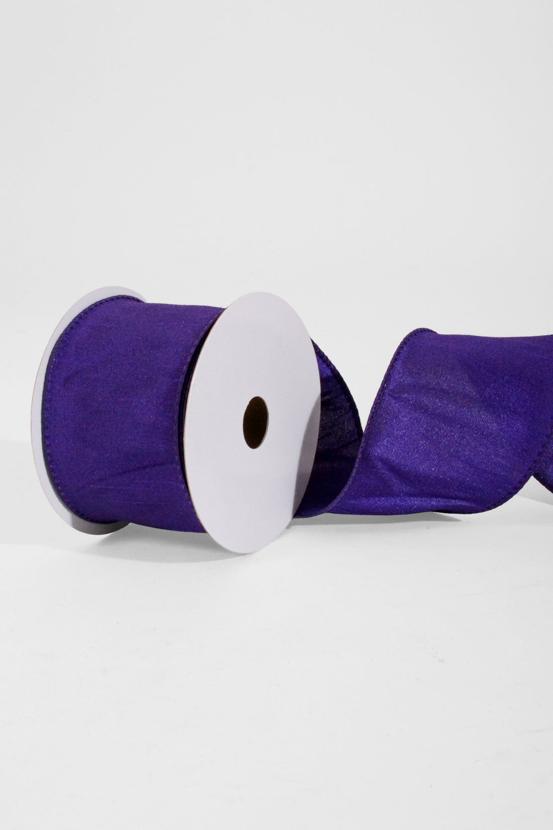 2.5" X 10Yds Wired Faux Dupion Ribbon Purple