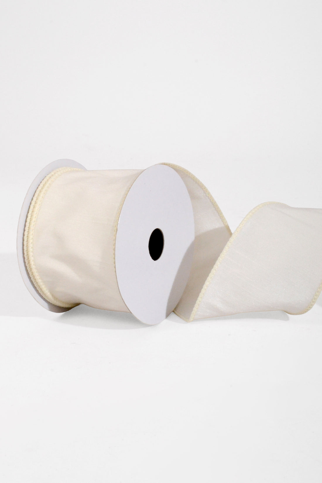 2.5" X 10Yds Wired Faux Dupion Ribbon Ivory