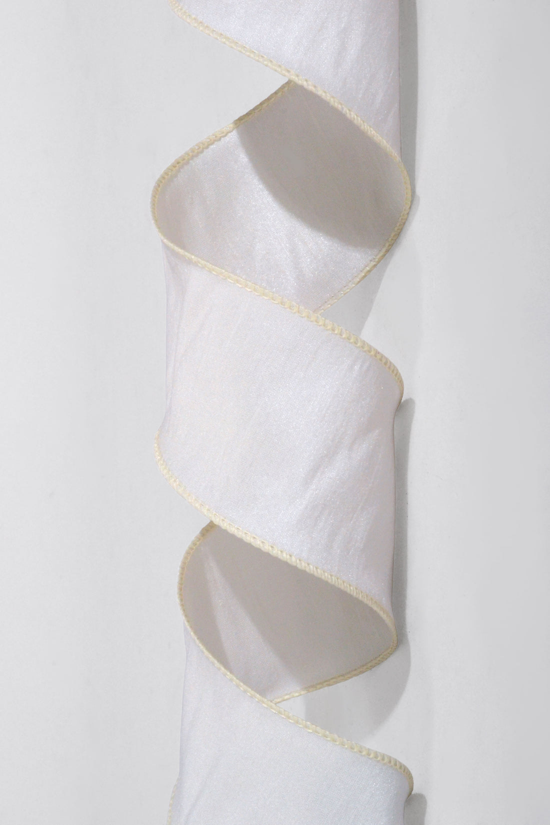 2.5" X 10Yds Wired Faux Dupion Ribbon Ivory