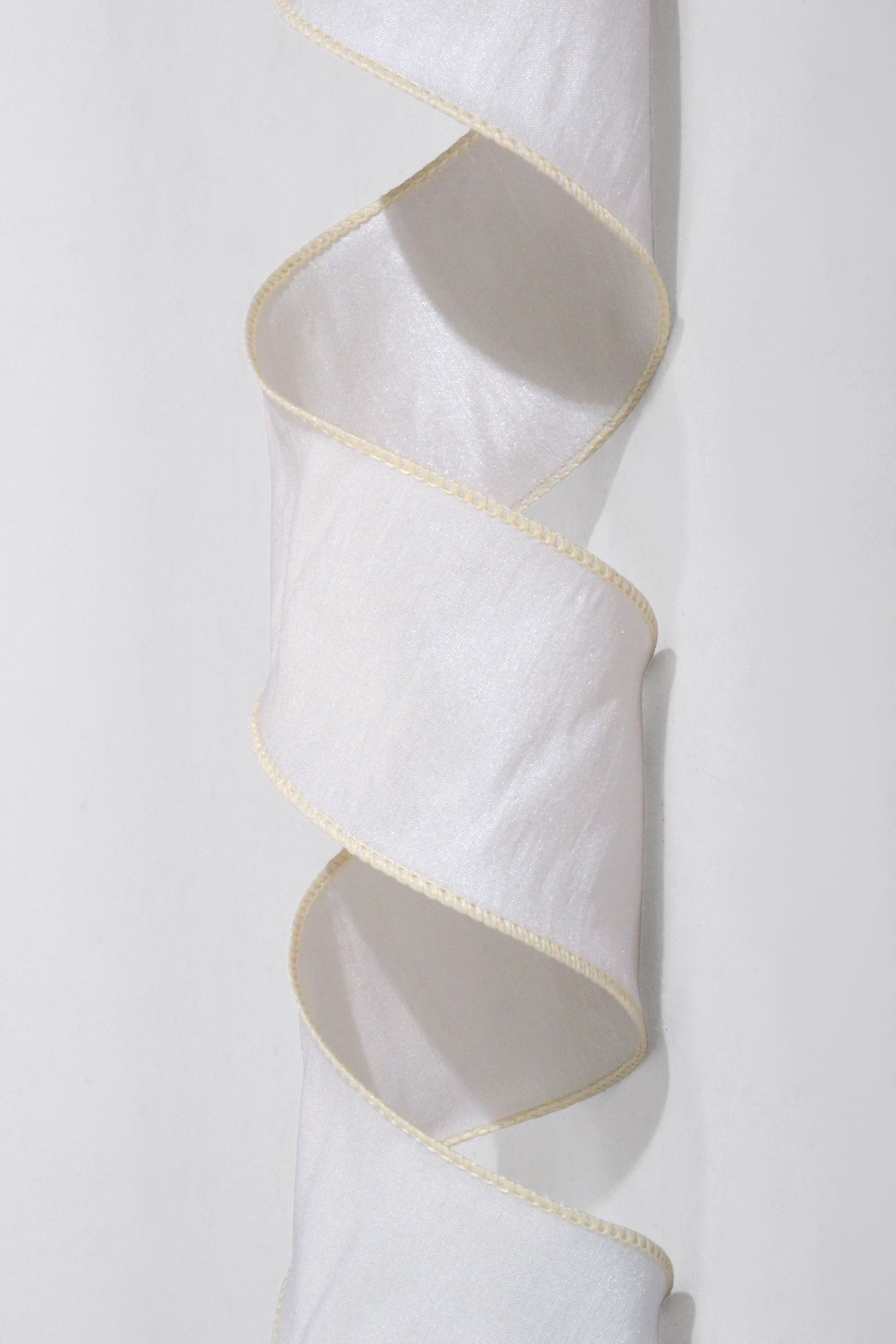 2.5" X 10Yds Wired Faux Dupion Ribbon Ivory