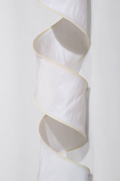 2.5" X 10Yds Wired Faux Dupion Ribbon Ivory