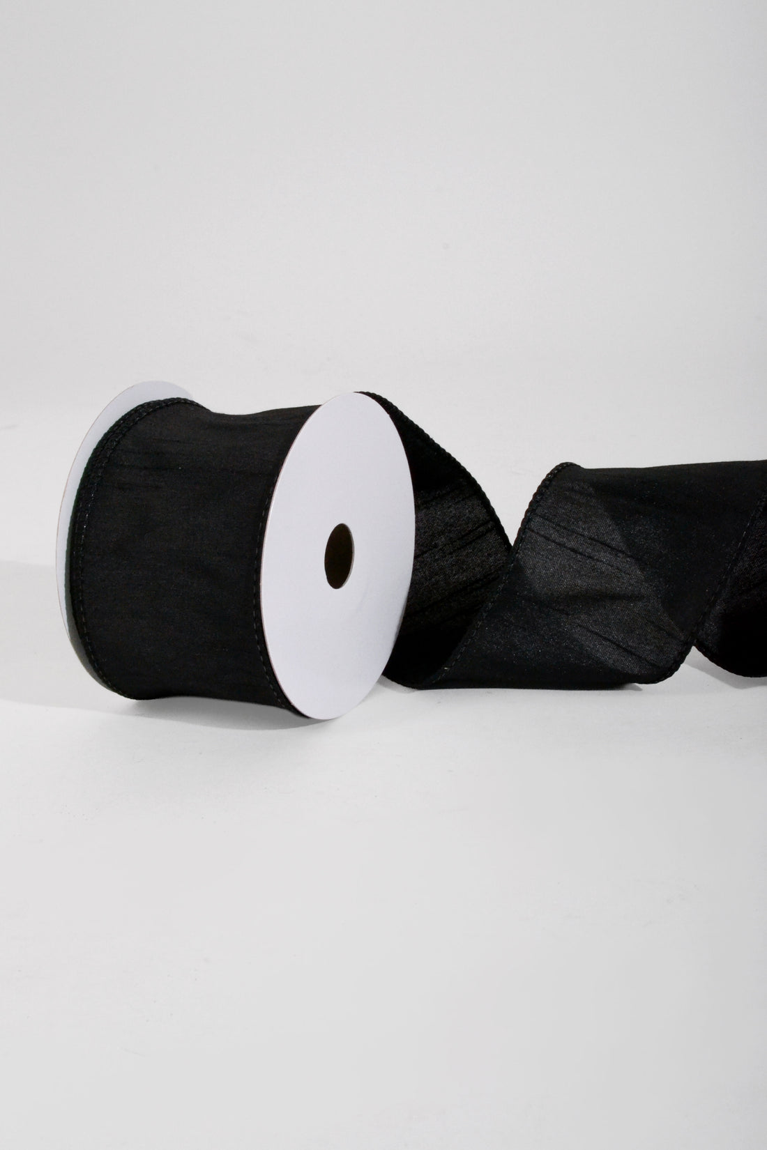 2.5" X 10Yds Wired Faux Dupion Ribbon Black