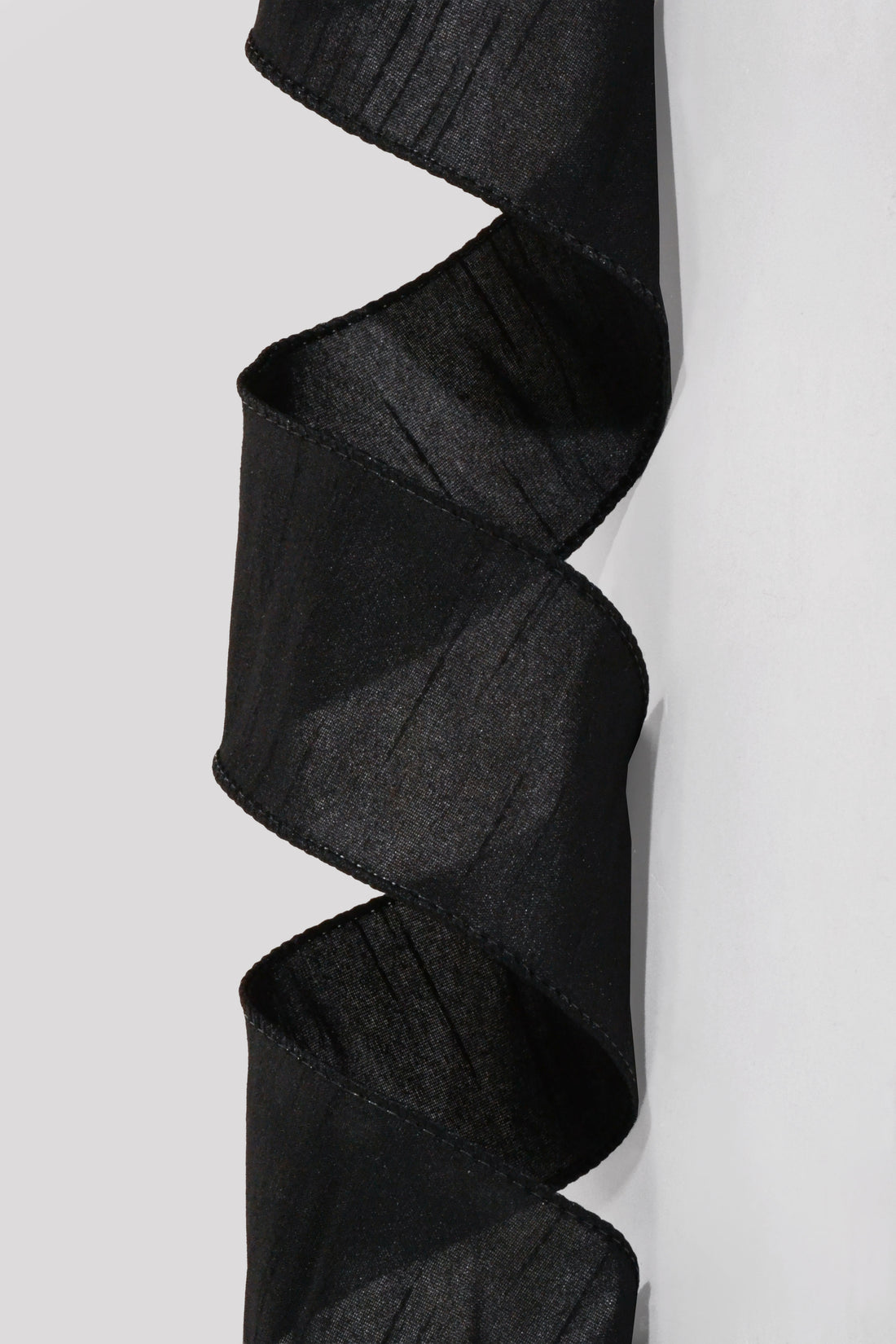 2.5" X 10Yds Wired Faux Dupion Ribbon Black