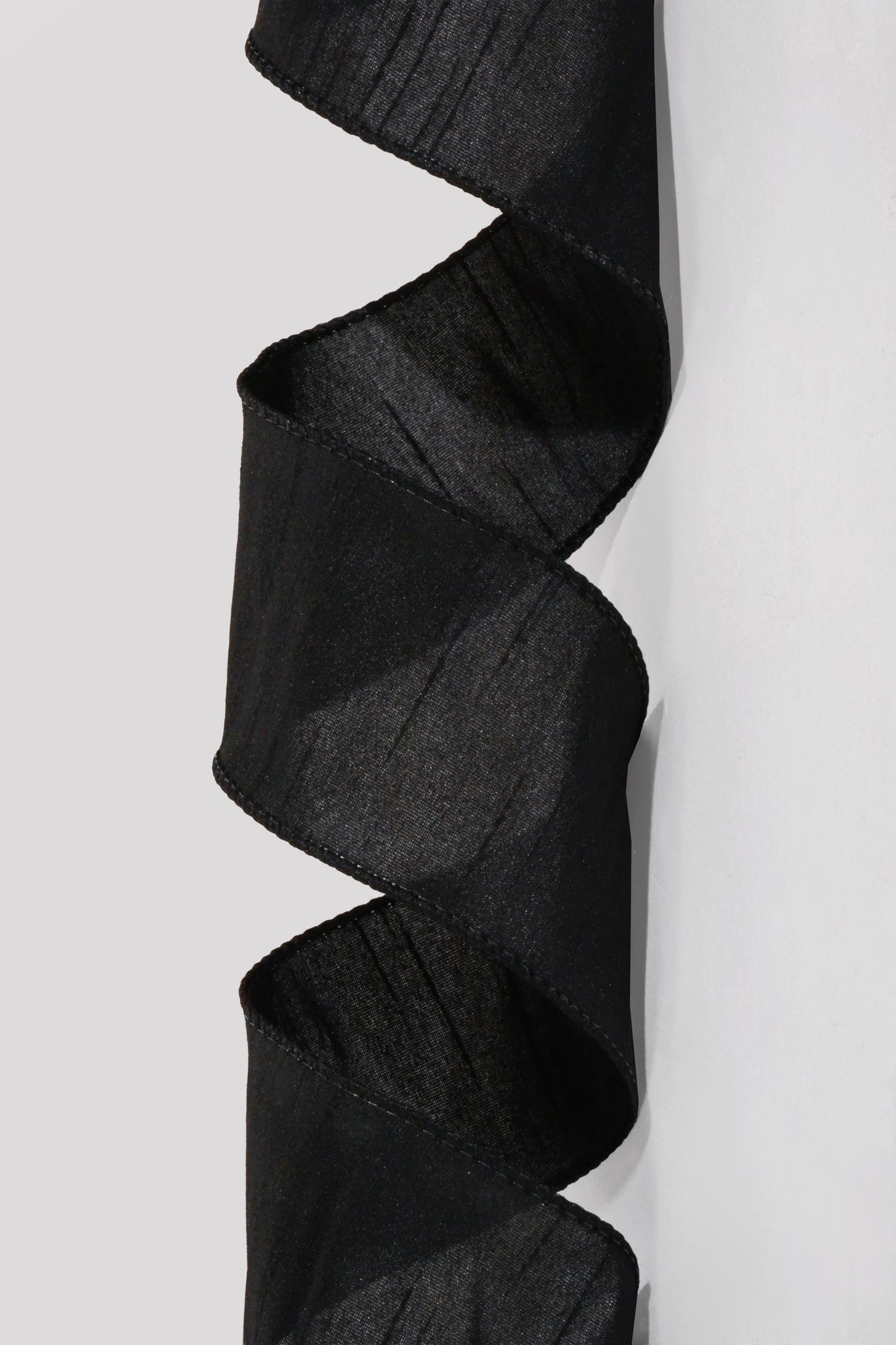 2.5" X 10Yds Wired Faux Dupion Ribbon Black