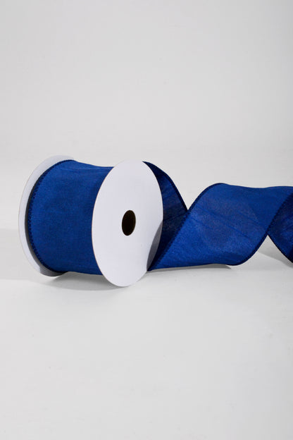 2.5" X 10Yds Wired Faux Dupion Ribbon Navy