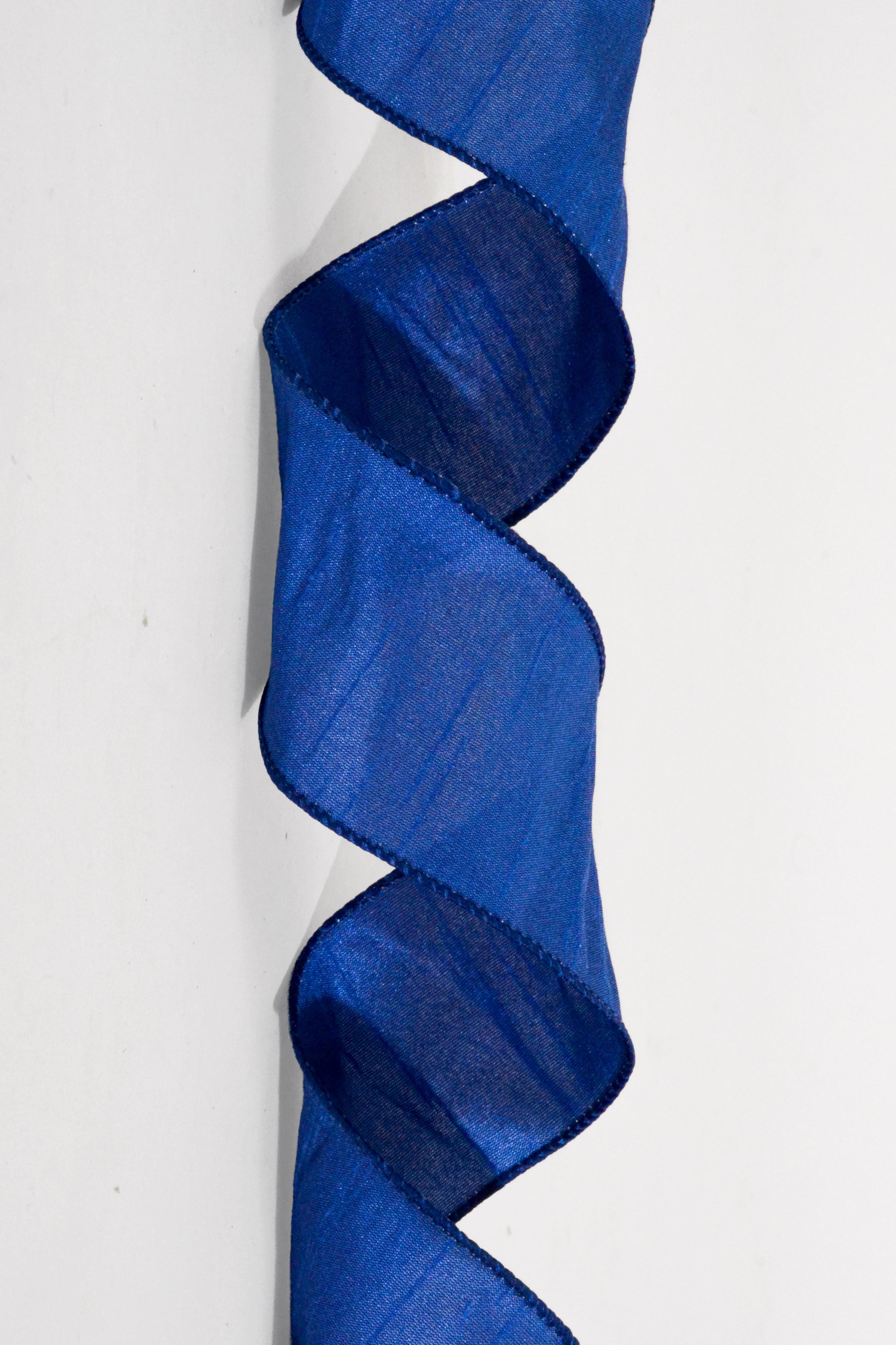 2.5" X 10Yds Wired Faux Dupion Ribbon Navy