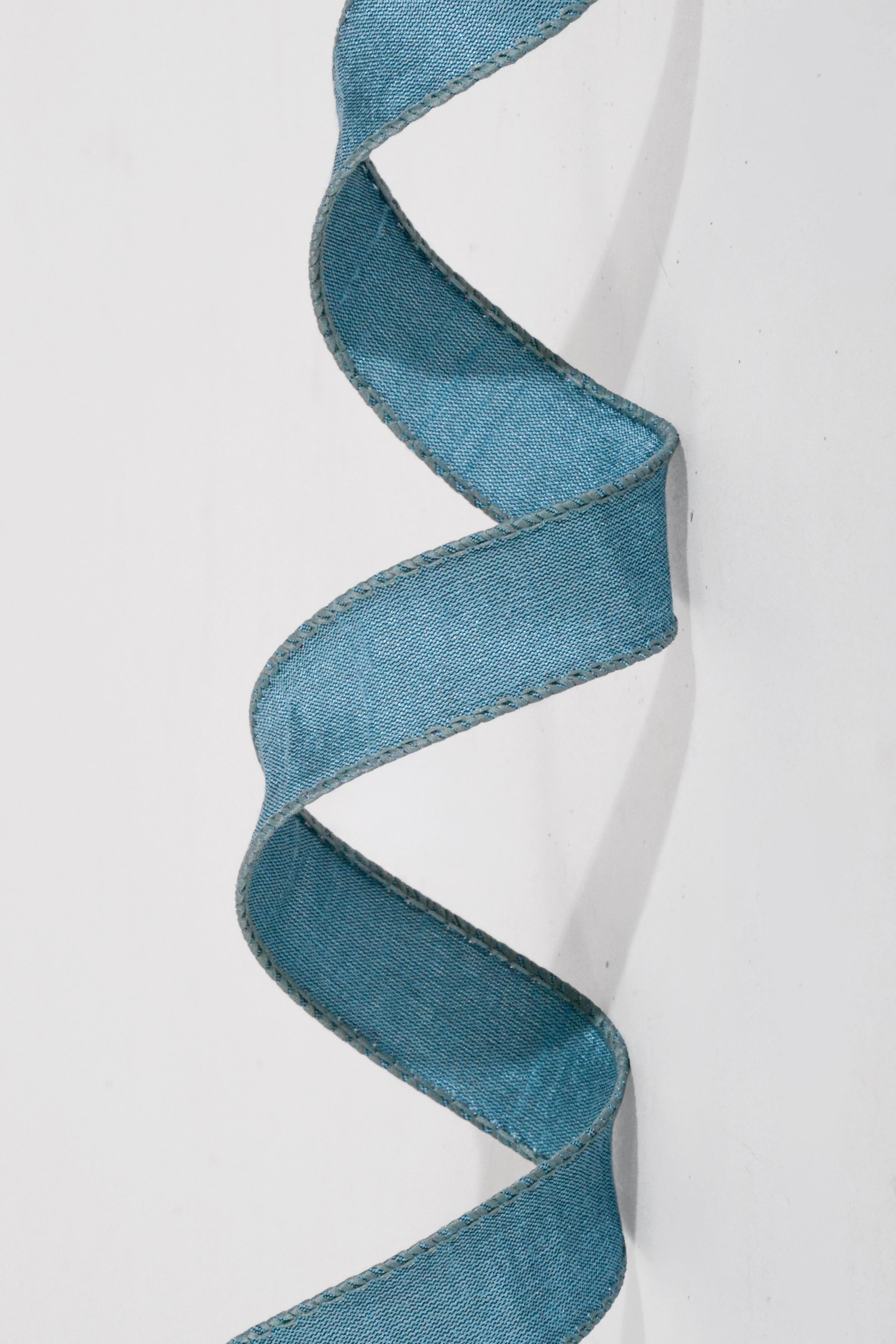 7/8" X 10Yds Wired Faux Dupion Ribbon Dusty Blue