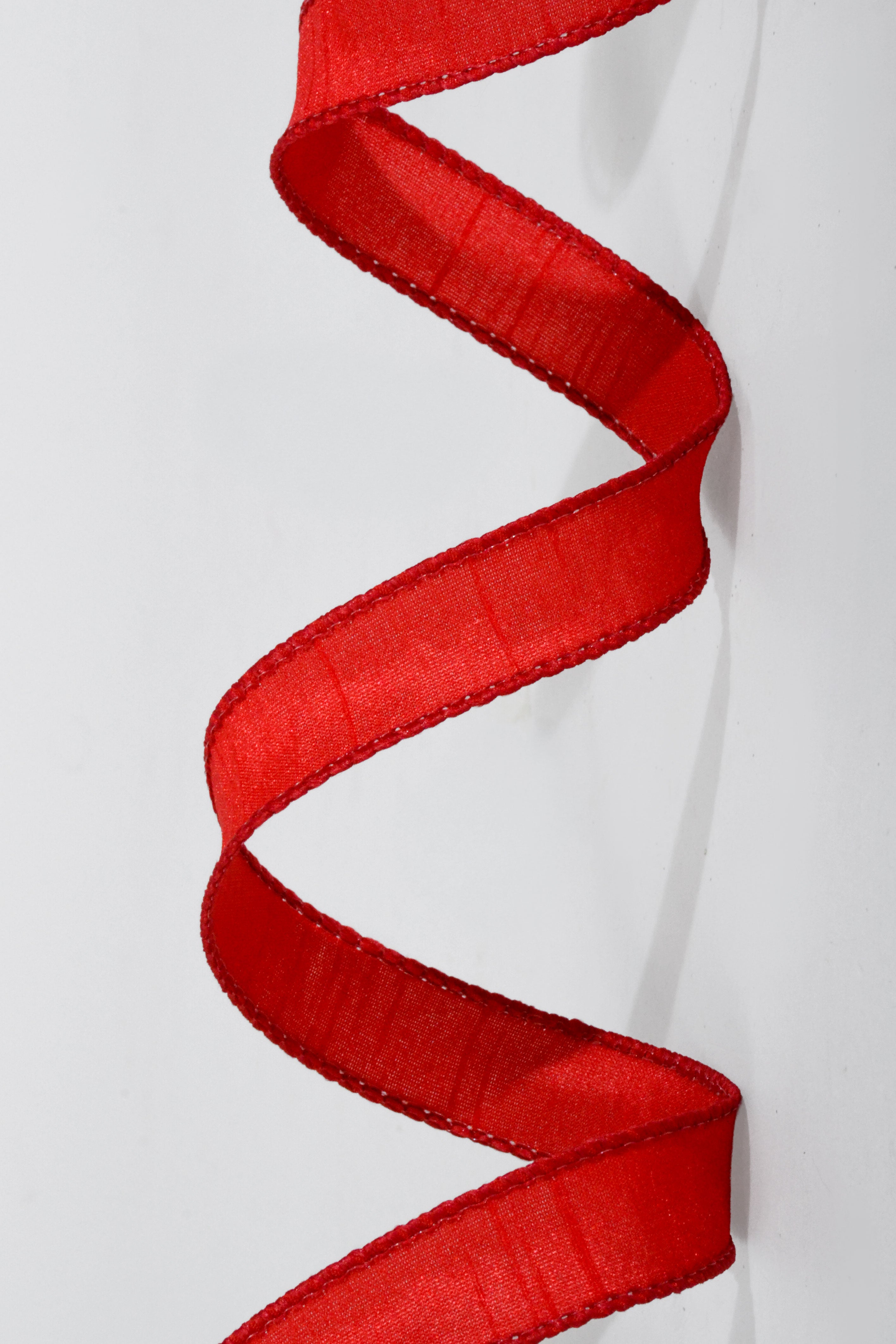 7/8" X 10Yds Wired Faux Dupion Ribbon Red