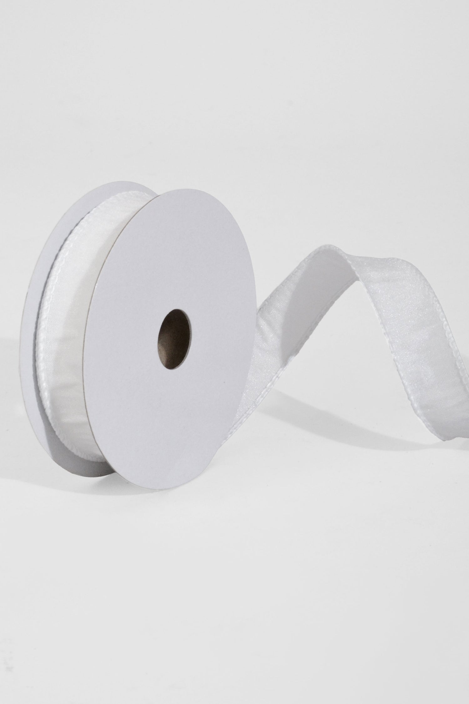 7/8" X 10Yds Wired Faux Dupion Ribbon White