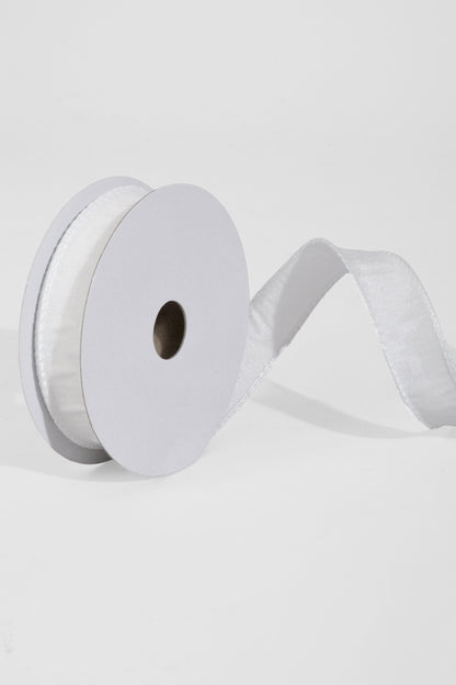 7/8" X 10Yds Wired Faux Dupion Ribbon White
