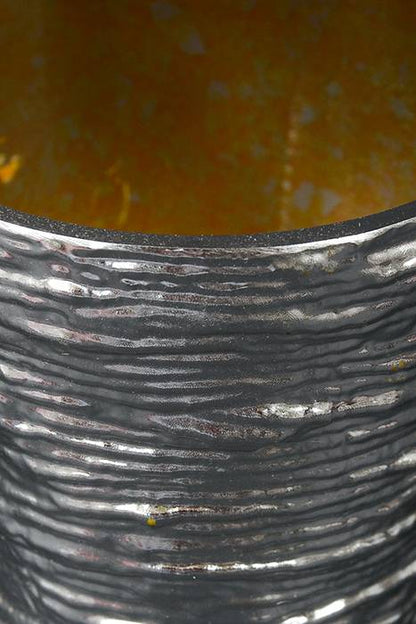 4.5" X 4" Plastic Flower Pot Plated  Silver