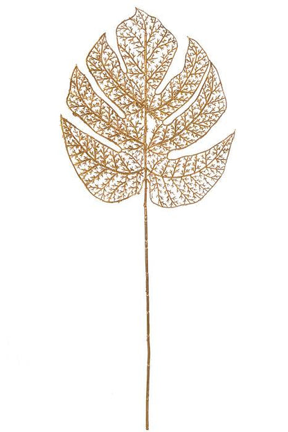 25.5" Metallic Montera Leaf Spray Gold