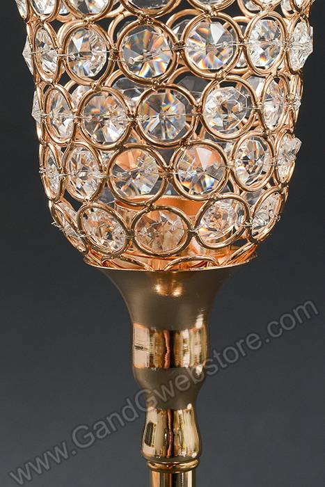 16.5&quot; Crystal Candle Holder Gold