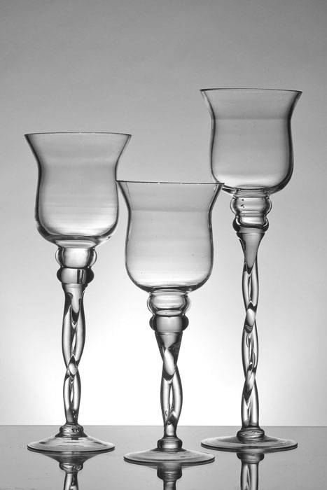 11.75&quot;/13.75&quot;/15.75&quot; Glass Candle Holder Clear Set/3