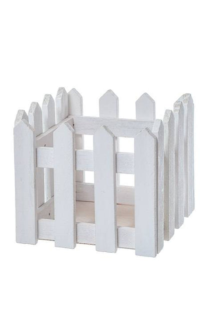 5"/ 6.25" Wood Picket Fence Planter White