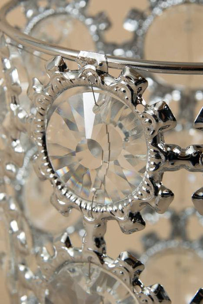 4&quot; X 6.25&quot; Crystal Bead Candle Holder Silver