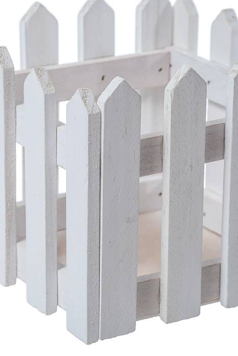 5"/ 6.25" Wood Picket Fence Planter White