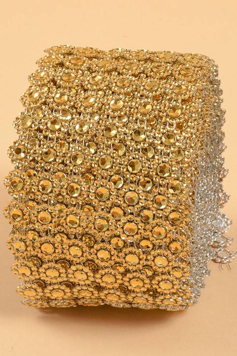 4" X 10yds Silver Plate Garland Gold