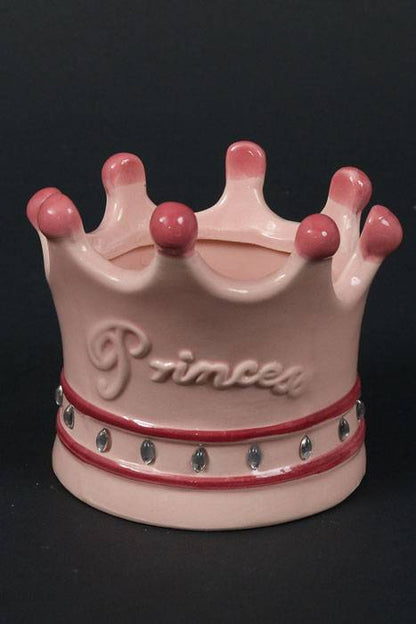5" Princess Crown W/rhinestone Planter Pink