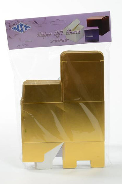 2" Cube Paper Gift Box Gold Pkg/24