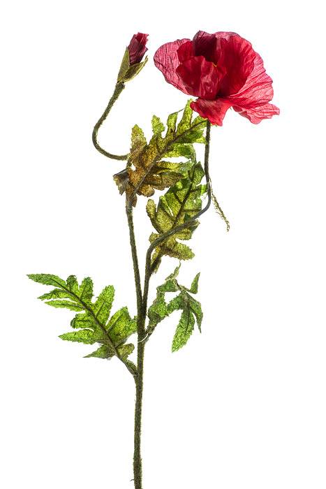 28&quot; Silk Poppy Spray Red/brick