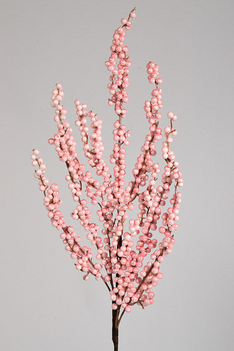 32" Glitter Berry Cluster Spray Blush/Pink