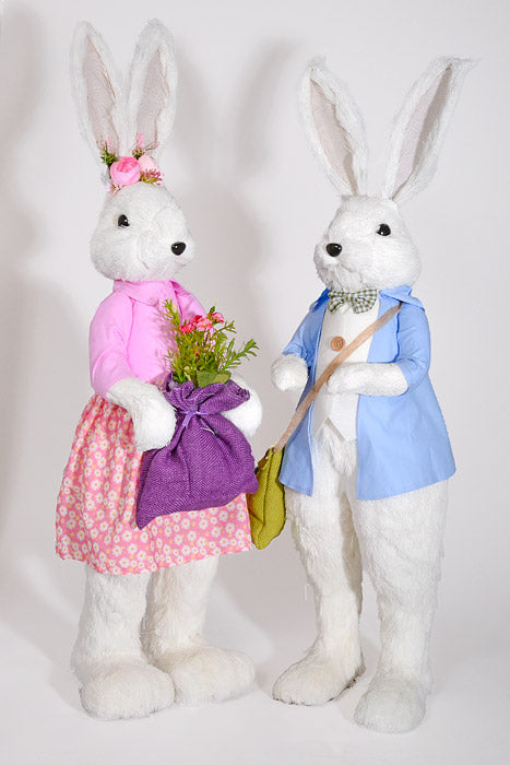 34"/35" Boy &amp; Girl Easter Rabbit White/Pink/Blue Set/2