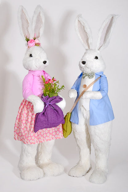 34"/35" Boy &amp; Girl Easter Rabbit White/Pink/Blue Set/2