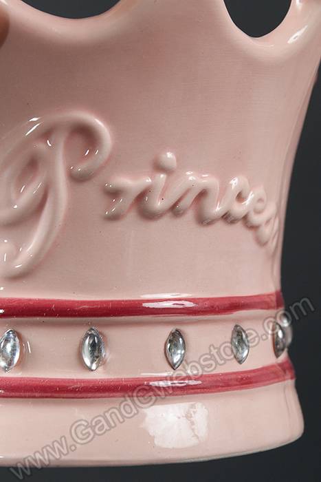 5" Princess Crown W/rhinestone Planter Pink
