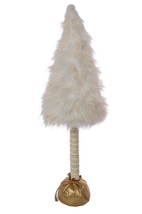40" Xmas Cone Tree White/Gold