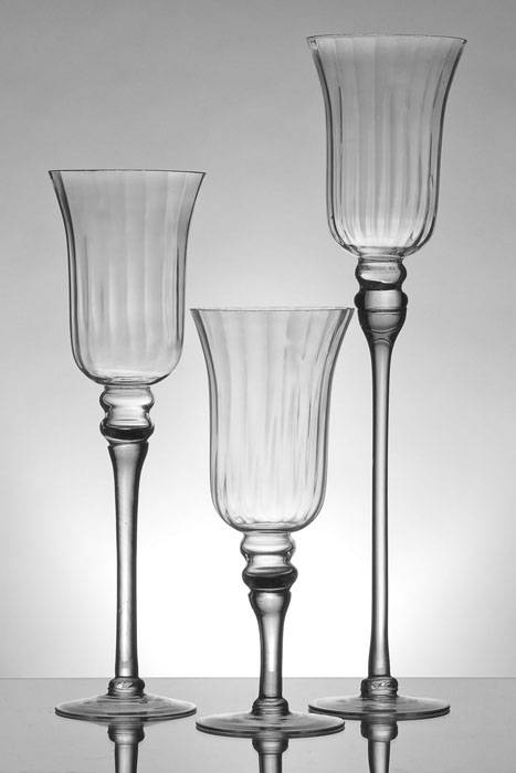 11.75&quot;/16&quot;/19.5&quot; Glass Candle Holder Clear Set/3
