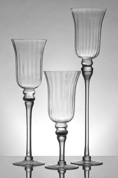 11.75&quot;/16&quot;/19.5&quot; Glass Candle Holder Clear Set/3