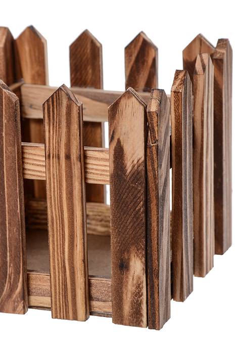 5"/ 6.25" Wood Picket Fence Planter Brown