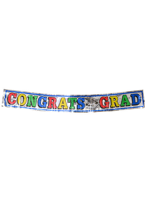 5Ft Metallic Congrats Grad Fringe Banner Multicolor