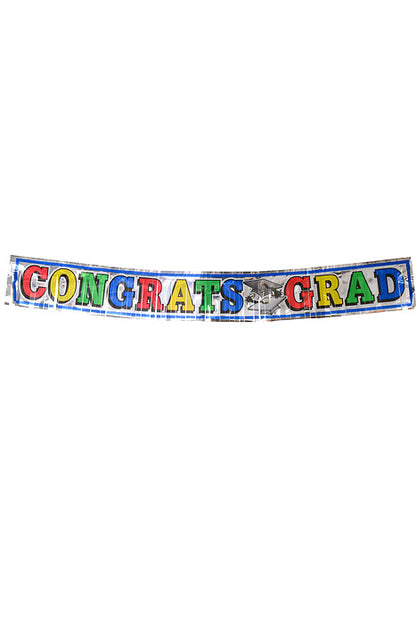 5Ft Metallic Congrats Grad Fringe Banner Multicolor