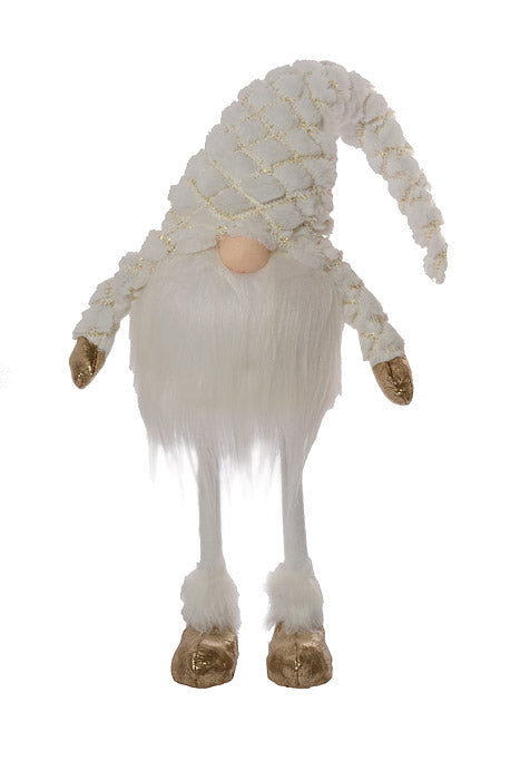 31" Standing Gnome With Retractable Legs White/Gold